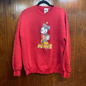 Vintage Minnie Mouse Red Sweater Mickey And Co Women's XL Crewneck Made In USA